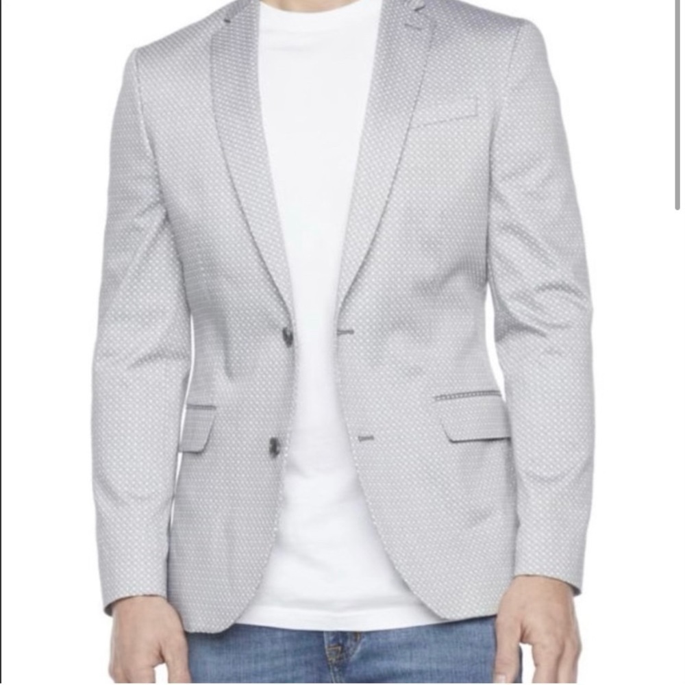 J. Ferrari Men's Slim Fit Stretch Sports Coat/Blazer 40L 40 Long NWT Gray 🔹